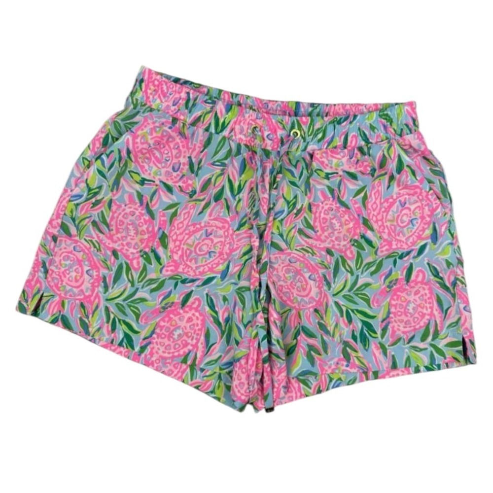 Lilly Pulitzer KATIA Shorts Sz XS Mid-Rise Pull-on Drawstring Turtley In Love 5"